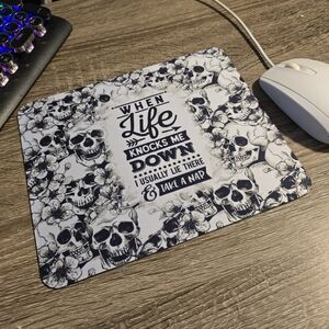 Skull and Floral Mouse Pad